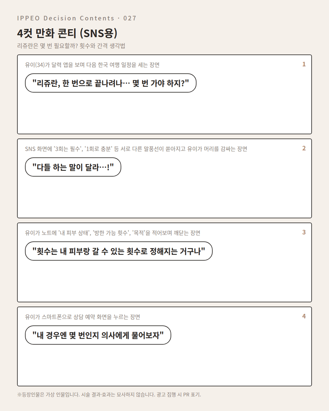 리쥬란은 몇 번 필요할까? 횟수와 간격 생각법 — 4컷 만화로 보기