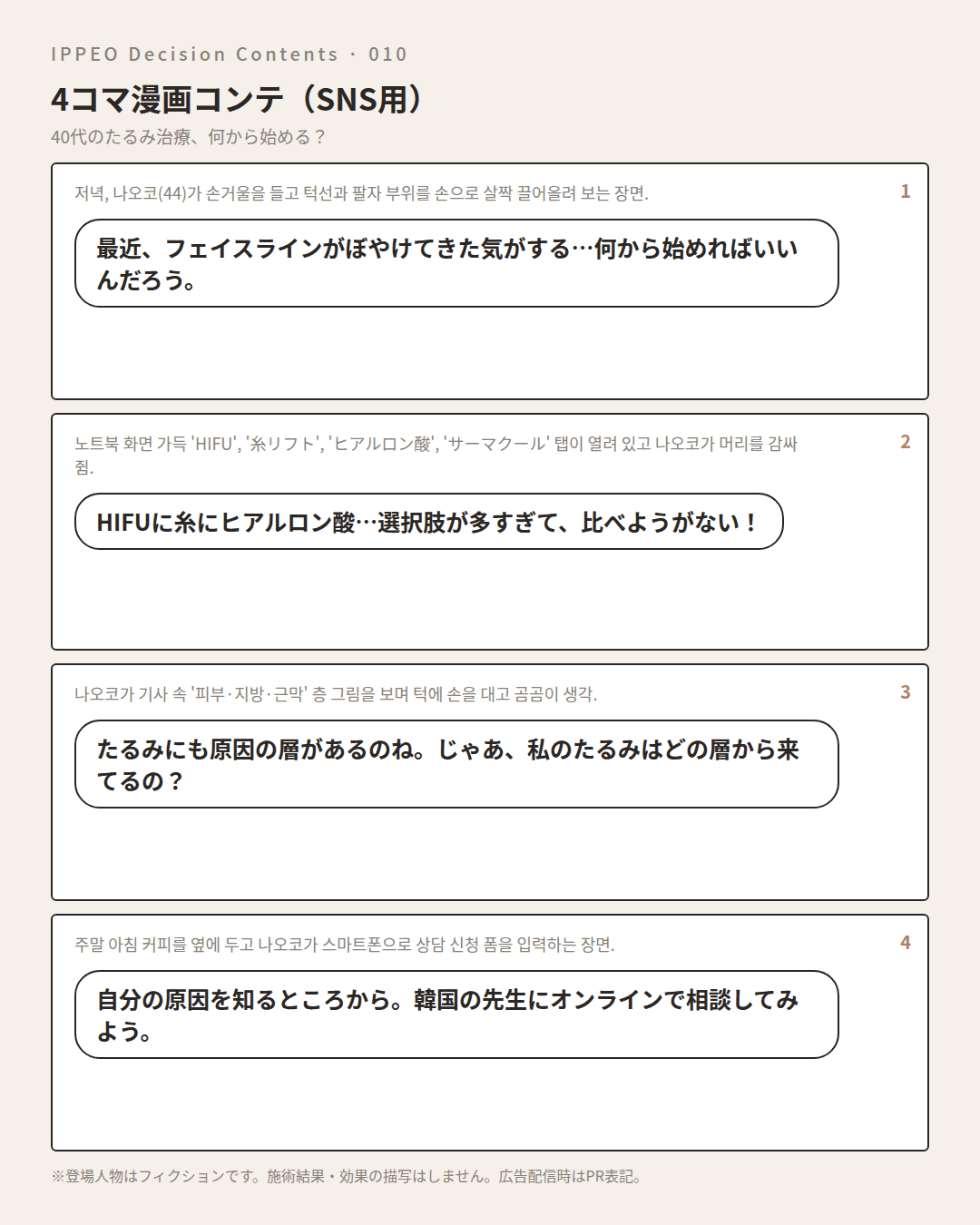 40代のたるみ治療、何から始める? — 4コマで見る