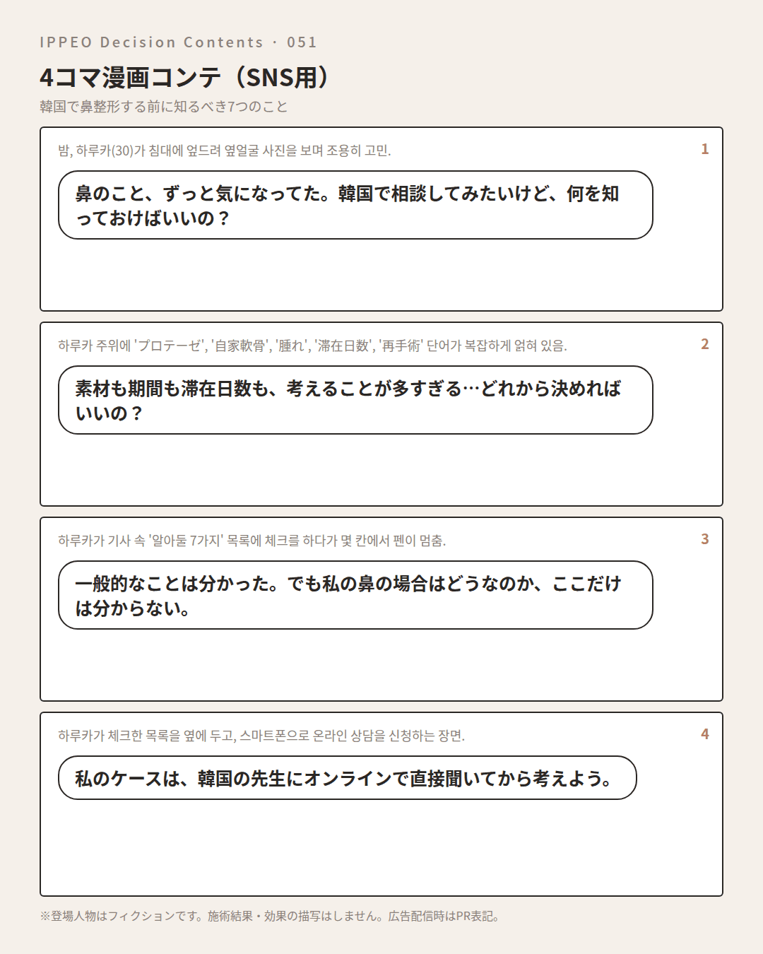 韓国で鼻整形する前に知るべき7つのこと — 4コマで見る